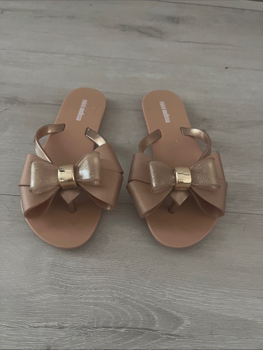 Mini Melissa Nude Bow Jelly Sandals